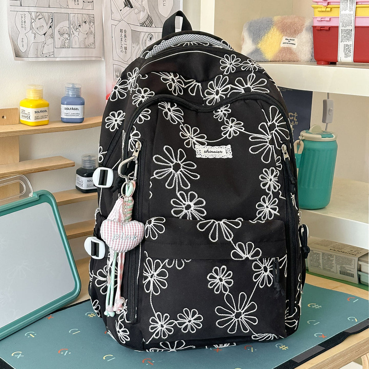 Embroidered Floral Patterned Backpack LoungeYard — product view 6