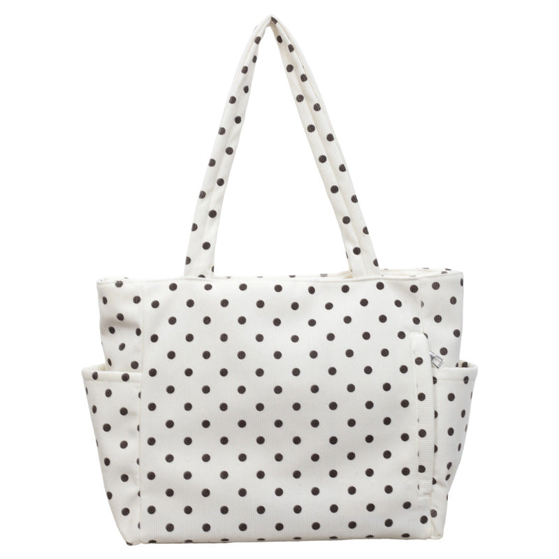 Spacious Polka Dot Canvas Tote Bag — product view 2
