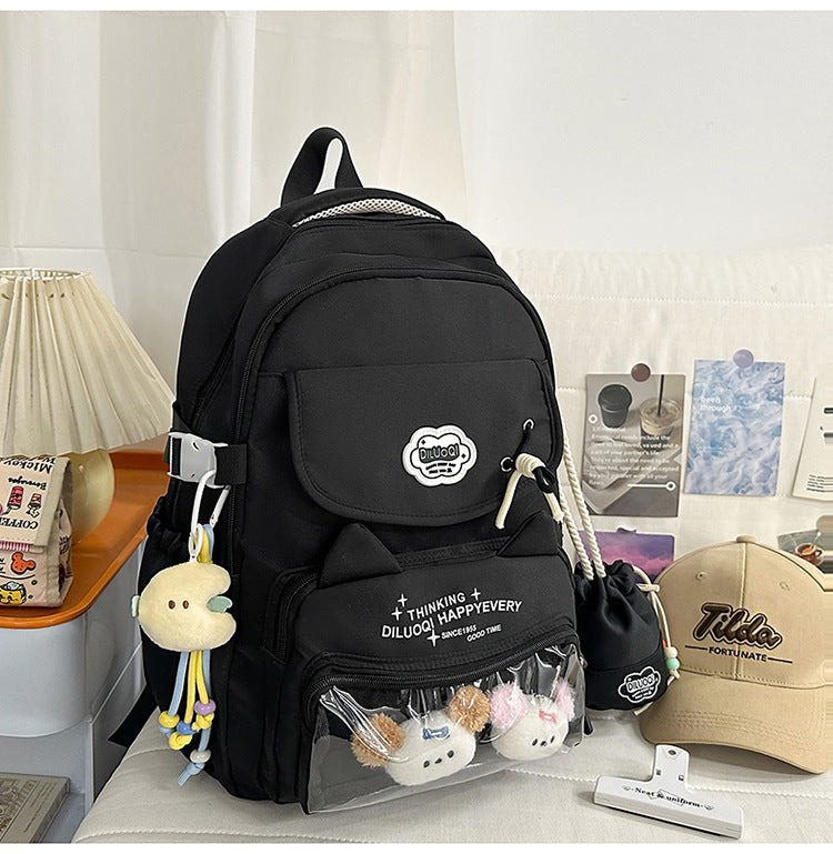 Cat-Designed Multi-Pocket School Backpack LoungeYard — product view 4