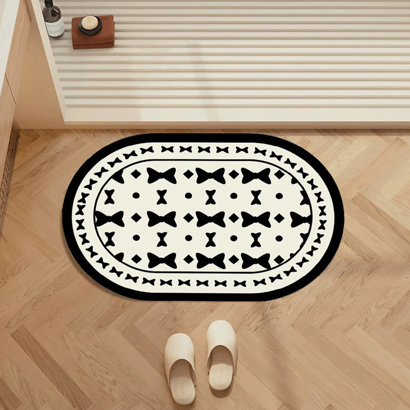 Elegant Floral Pattern Bathroom Rug — product view 2