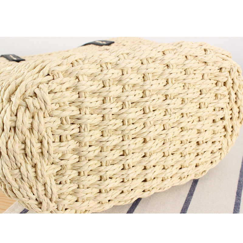 Handmade macrame tote bag with leather accents LoungeYard — product view 3