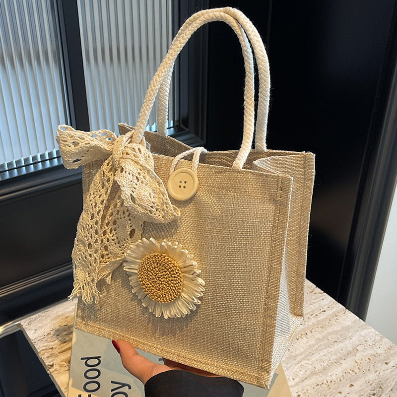 Elegant Floral Accent Handcrafted Tote — product view 7