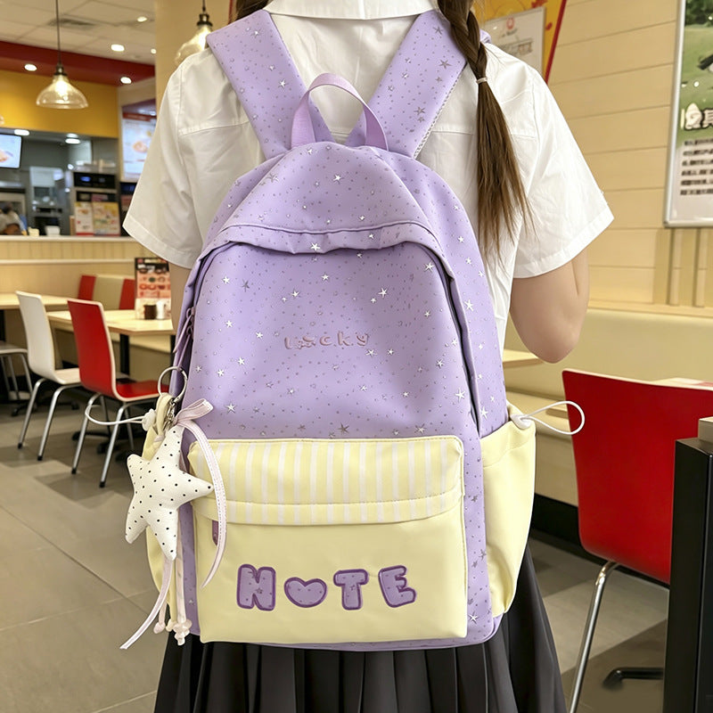 Cute Illustrated Star-Embellished Backpack LoungeYard — product view 3