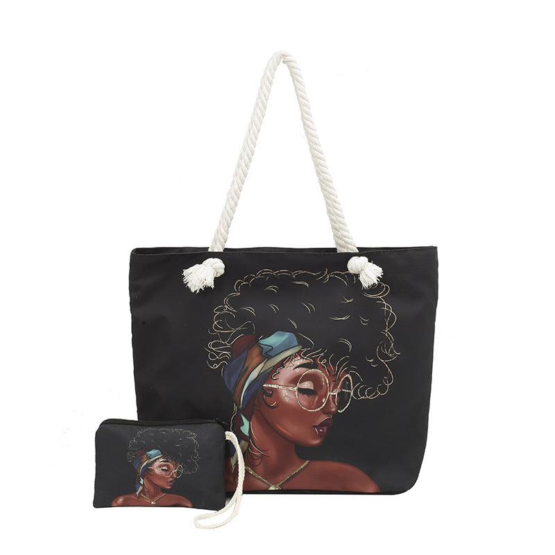 WoStylish Graphic Print Beach Tote Bag LoungeYard — product view 5