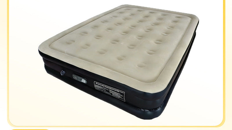 electric inflatable single air mattress with integrated auto pump, flocked tufted sleeping surface and raised edge support LoungeYard — product view 4