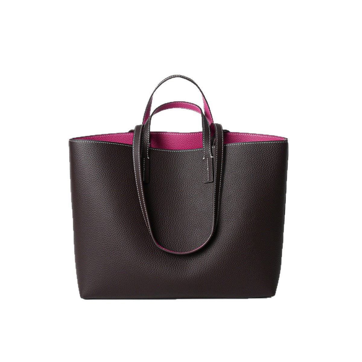 Pebbled Grain Structured Open-Top Double-Handle Tote Bag — product view 4