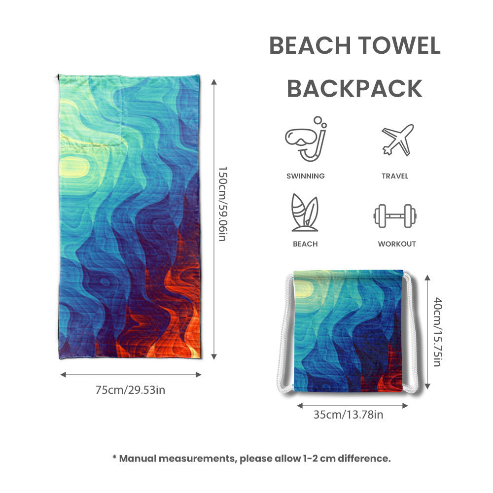 Beach towel with elaborate wave design LoungeYard — product view 2