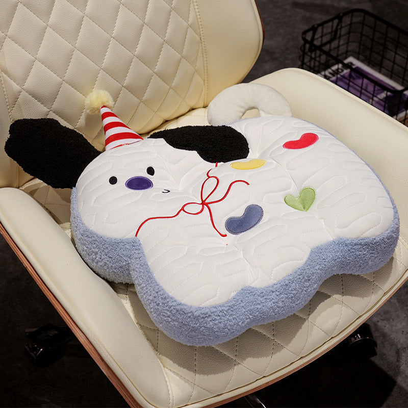 Padded plush dog-shaped cushion with ergonomic seating recess — product view 6