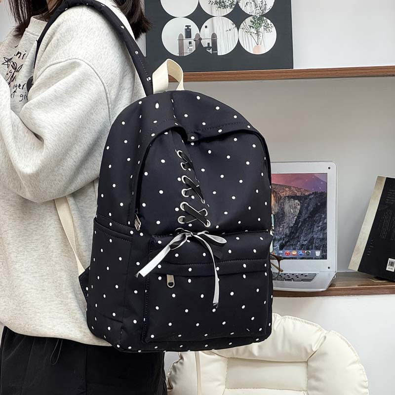 Playful Polka Dot Casual Backpack LoungeYard — product view 2