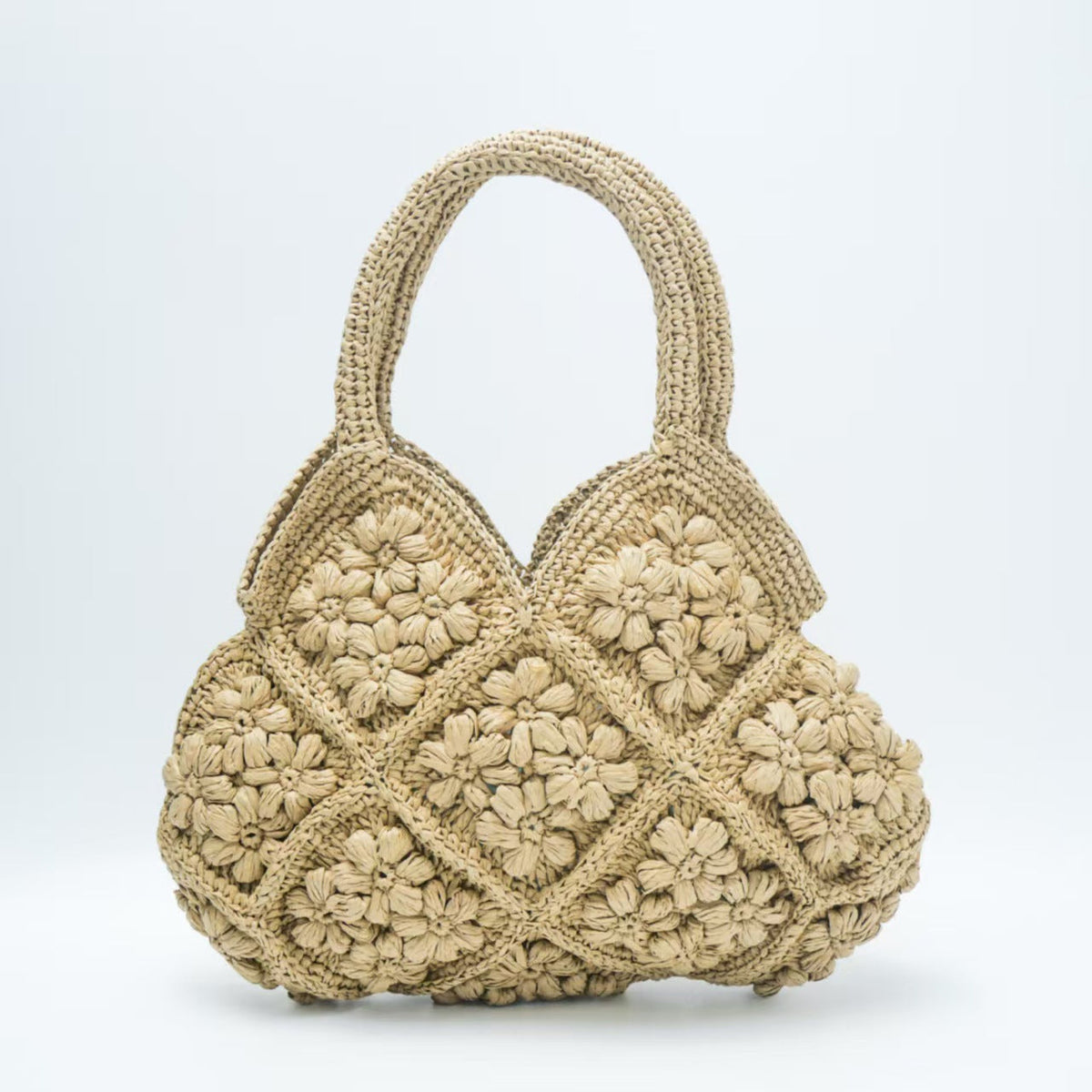 Macrame Handbag with Floral 3D Applications LoungeYard — product view 5