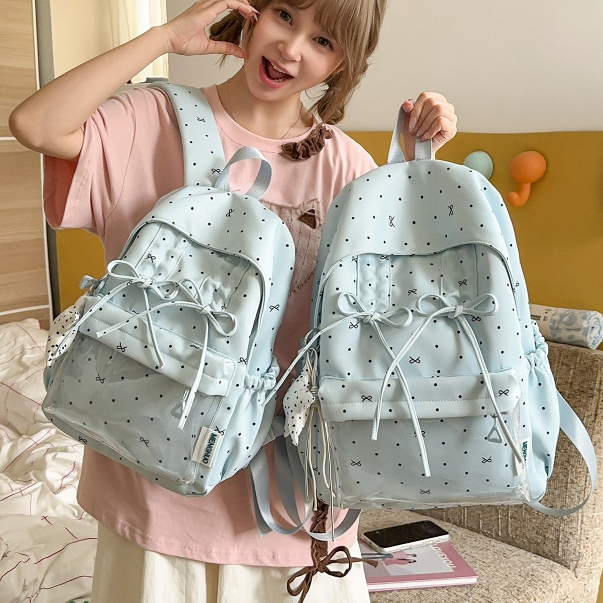 Playful Lightweight Printed Backpack LoungeYard — product view 2