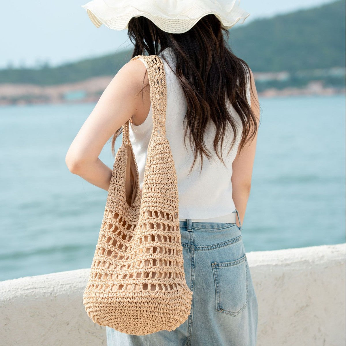Fine Macrame Drawstring Bag LoungeYard — product view 2