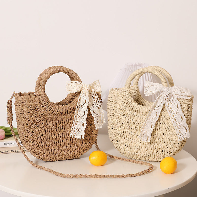 Trendy Bast Bag with Round Handle and Textured Design LoungeYard — product view 1
