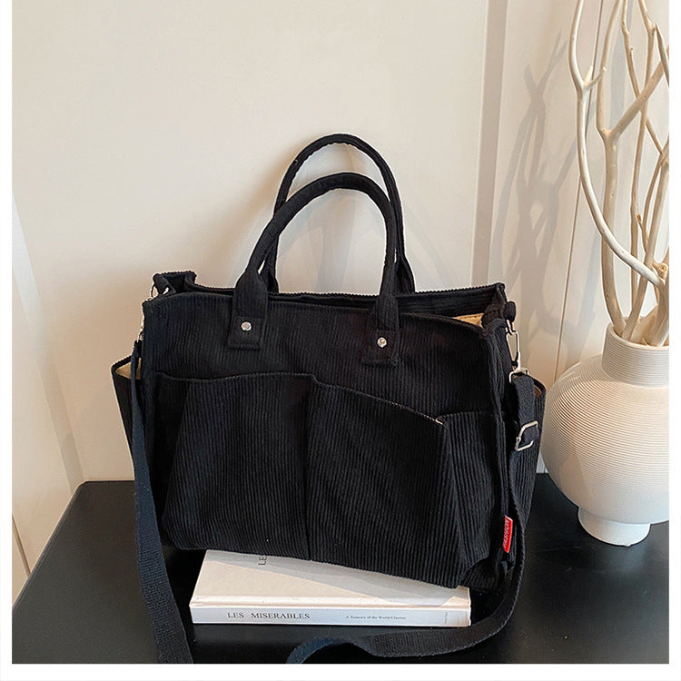 Corduroy Multi-Pocket Tote Bag LoungeYard — product view 6
