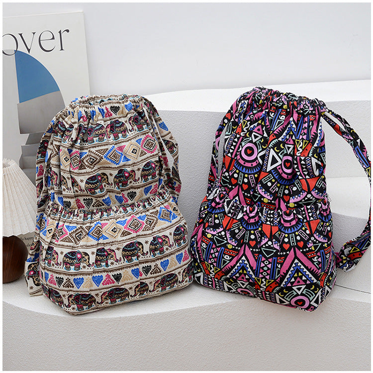 Drawstring Elephant Print Backpack LoungeYard — product view 4