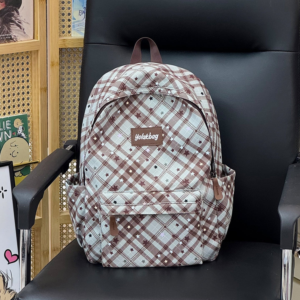 Playful Geometric Pattern Backpack LoungeYard — product view 6
