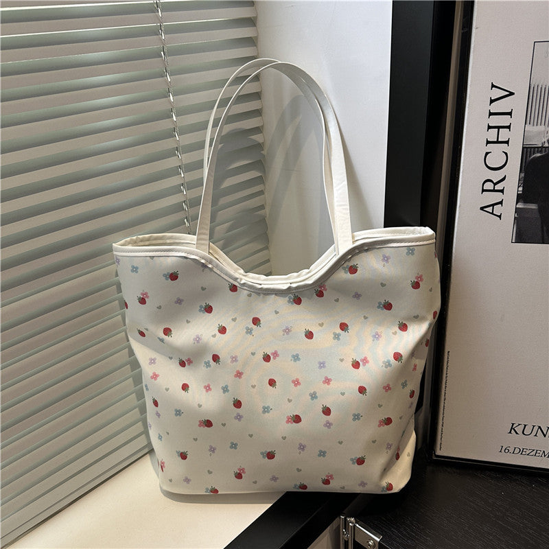 Floral Print Shopping Tote Bag LoungeYard — product view 7