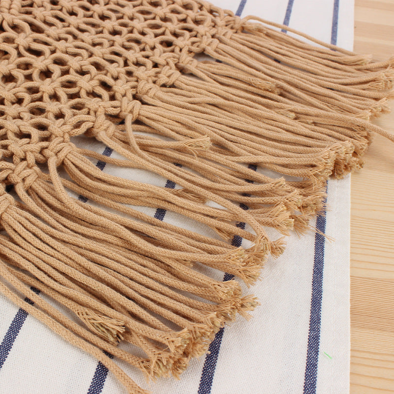 Macrame Tote Bag with Decorative Fringes LoungeYard — product view 3