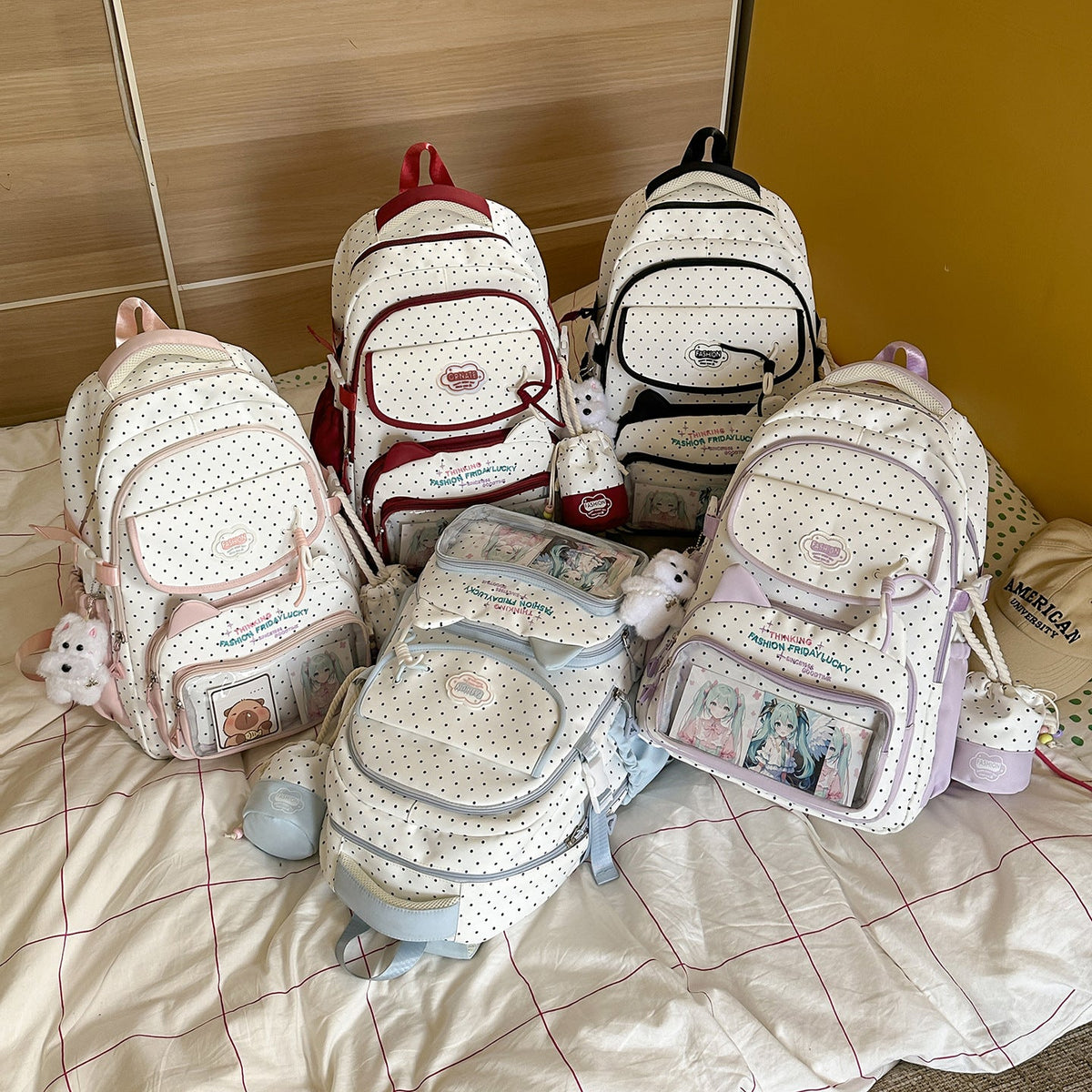 Polka Dot School Backpack LoungeYard — product view 4