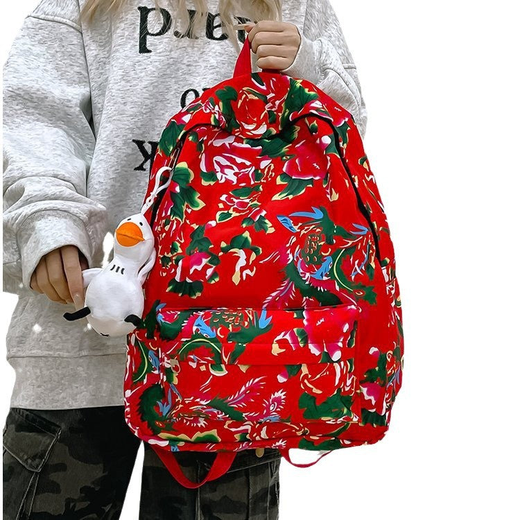 Leisure backpack with colorful floral pattern LoungeYard — product view 5