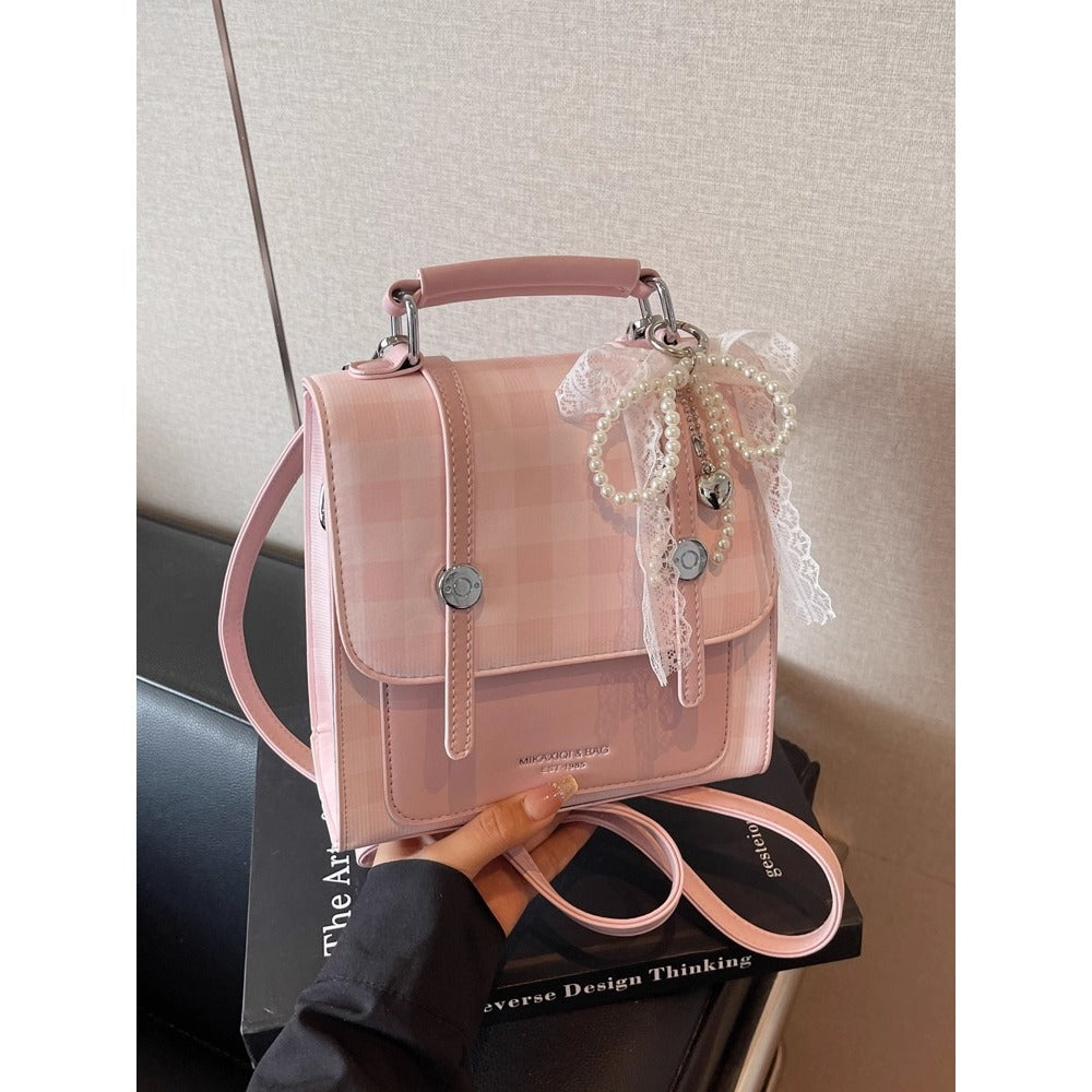 Vintage-Style Checkered Crossbody Bag LoungeYard — product view 5