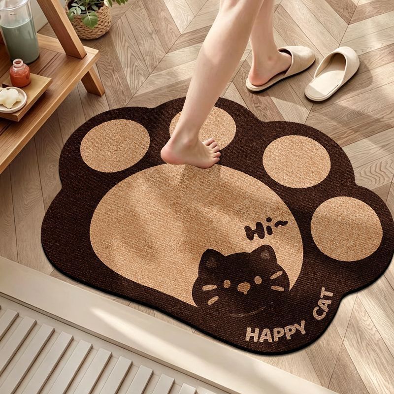 Cute Cat Paw-Print Bath Mat — product view 1