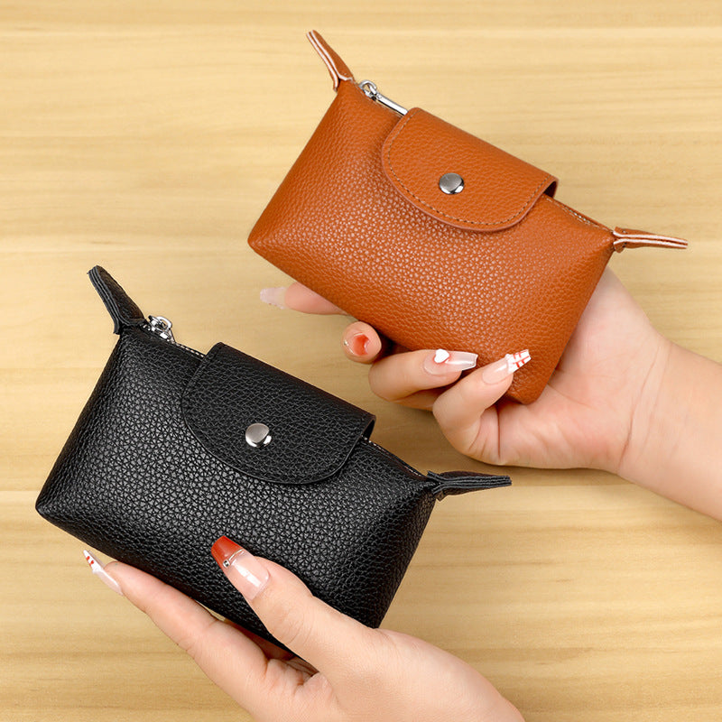 Compact Textured Leather Coin Purse — product view 5