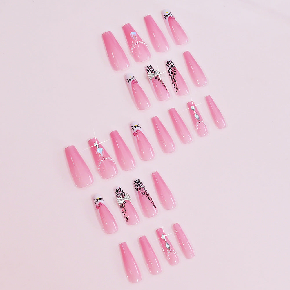Elegant Full Cover Press-On Nail Tips with Decorative Elements — product view 3