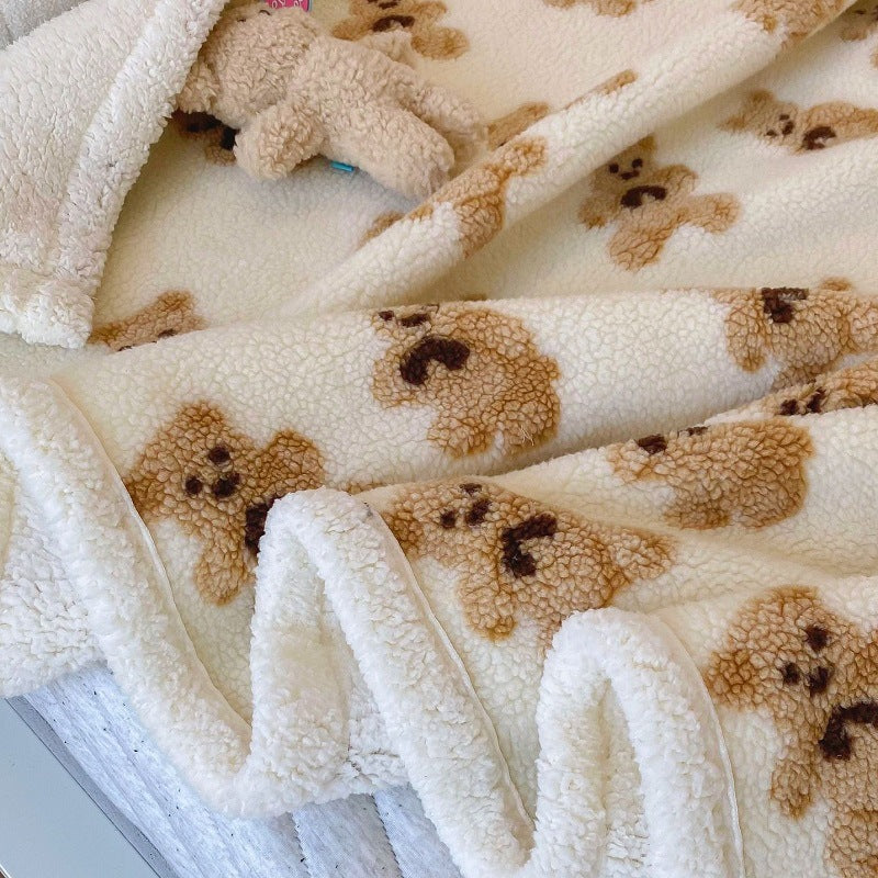 Fluffy Teddy Bear Pattern Throw Blanket — product view 2
