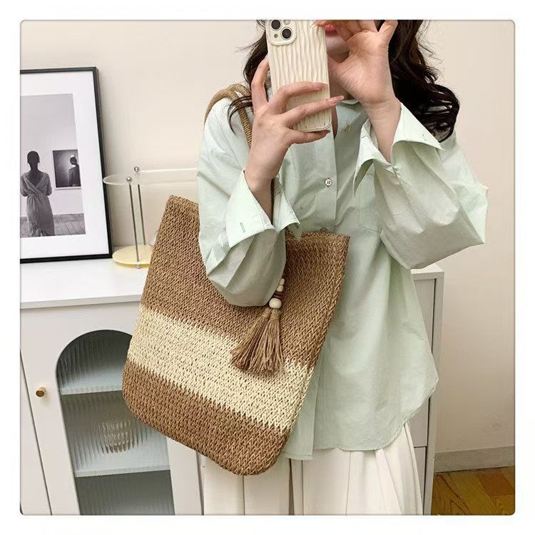 Macrame Tote Bag with Fashionable Tassel Accent LoungeYard — product view 3