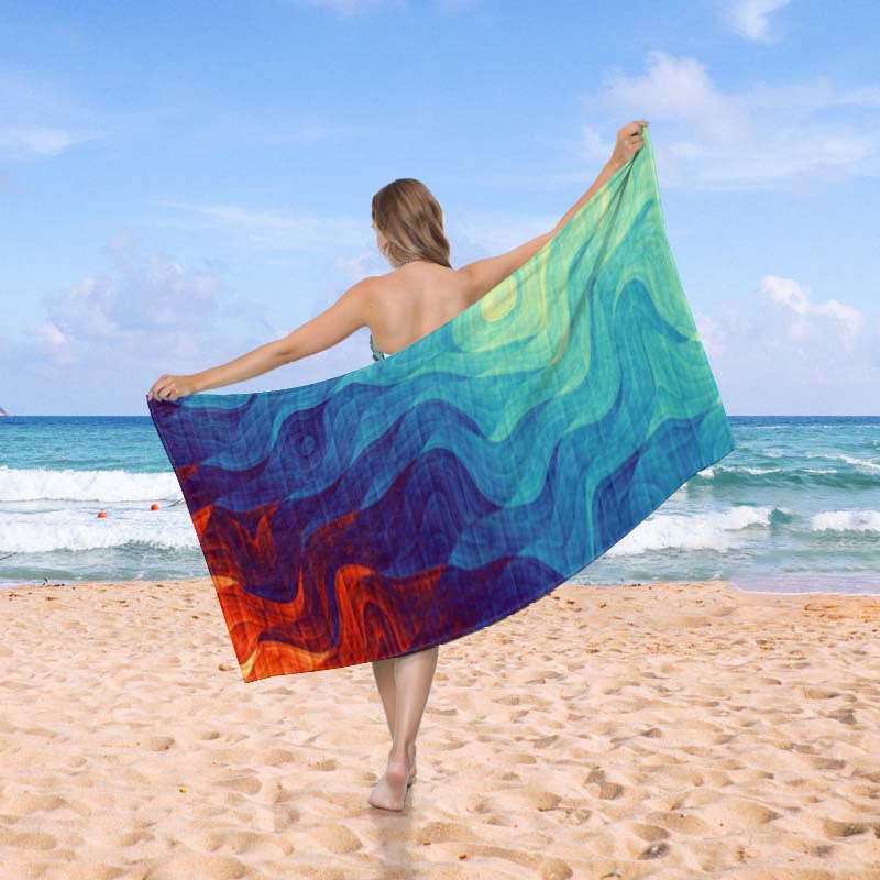 Beach towel in creative wave pattern LoungeYard — product view 2