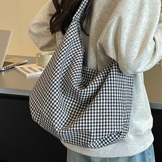 Cozy Gingham Print Shoulder Bag — product view 1
