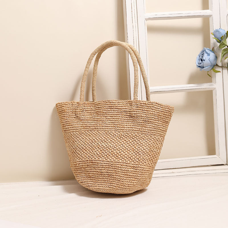 Handmade wicker tote bag with sturdy handles LoungeYard — product view 2