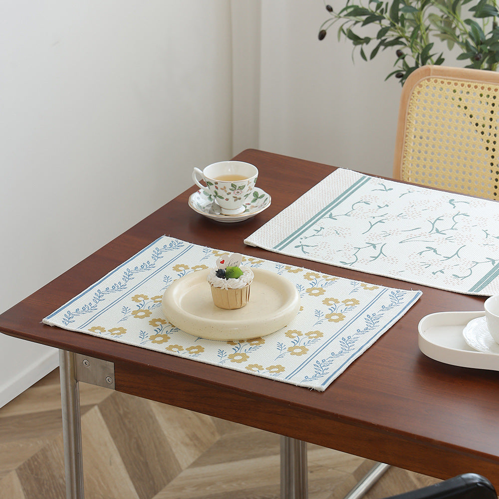 Floral woven bath mat with jacquard structure, absorbent cotton surface and non-slip underside LoungeYard — product view 4