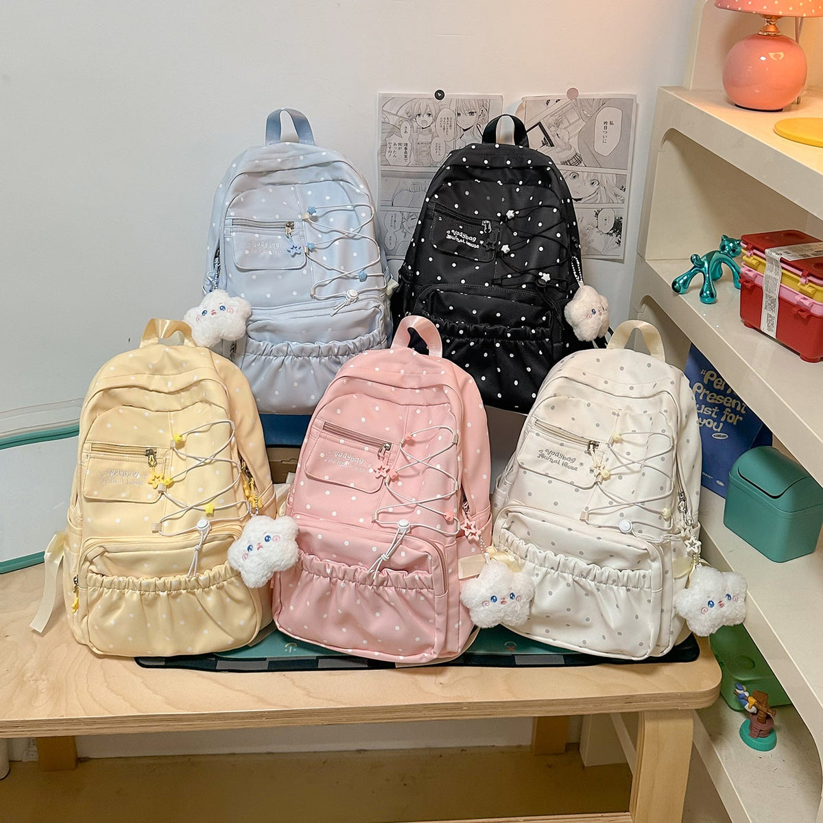 Cute Polka Dot Design Backpack LoungeYard — product view 4