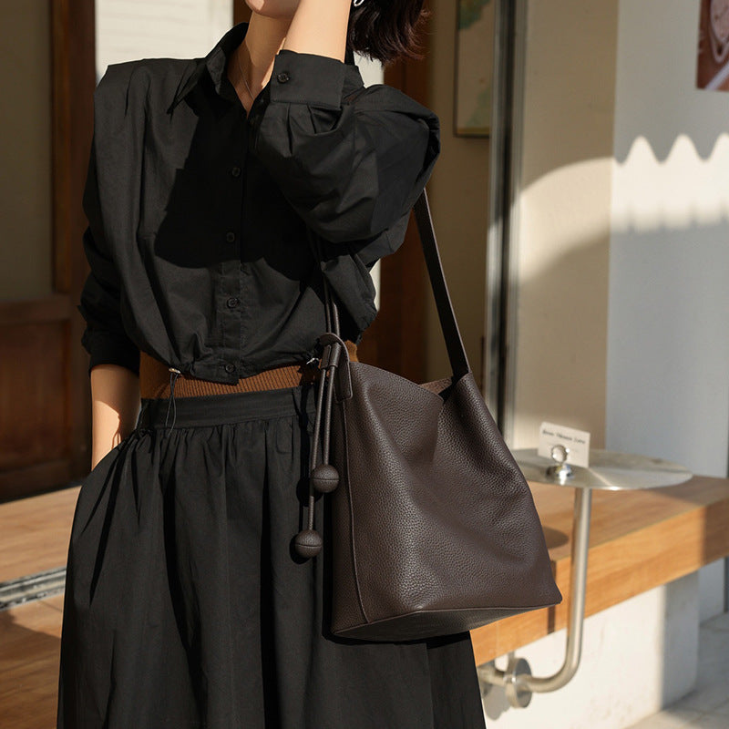 Soft-Structure Pebbled Vegan Leather Drawstring Hobo Shoulder Bag — product view 7