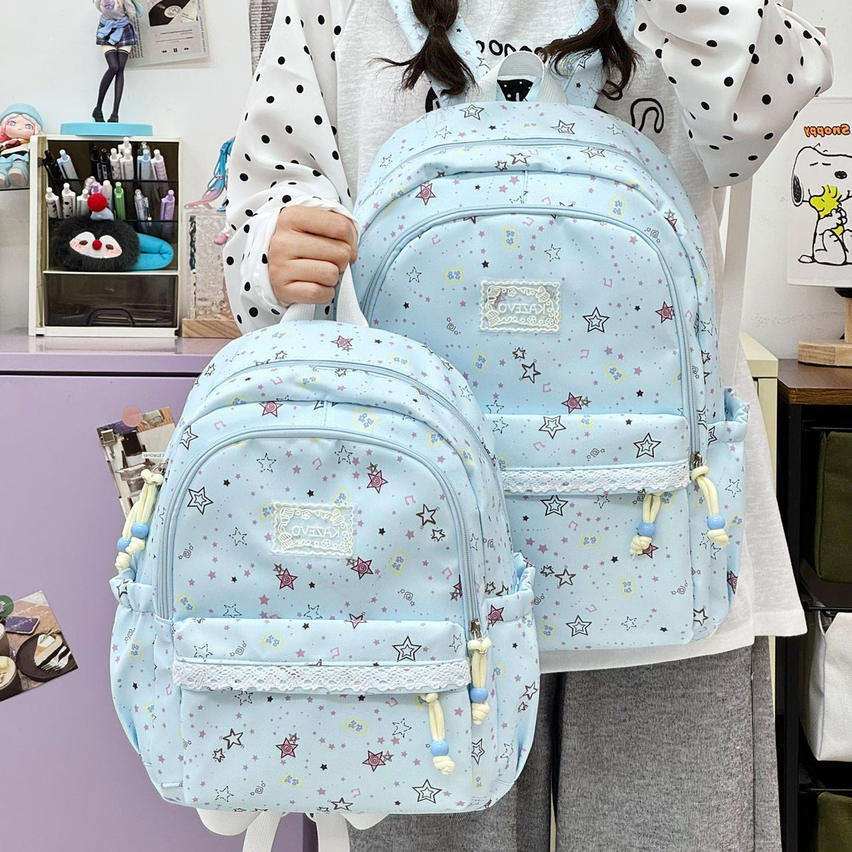 Playful Star-Printed School Backpack LoungeYard — product view 1