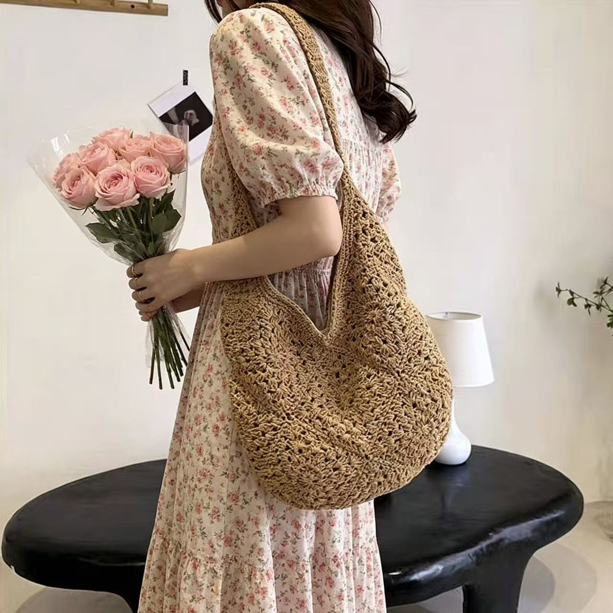 Shoulder bag with unique crochet pattern LoungeYard — product view 3