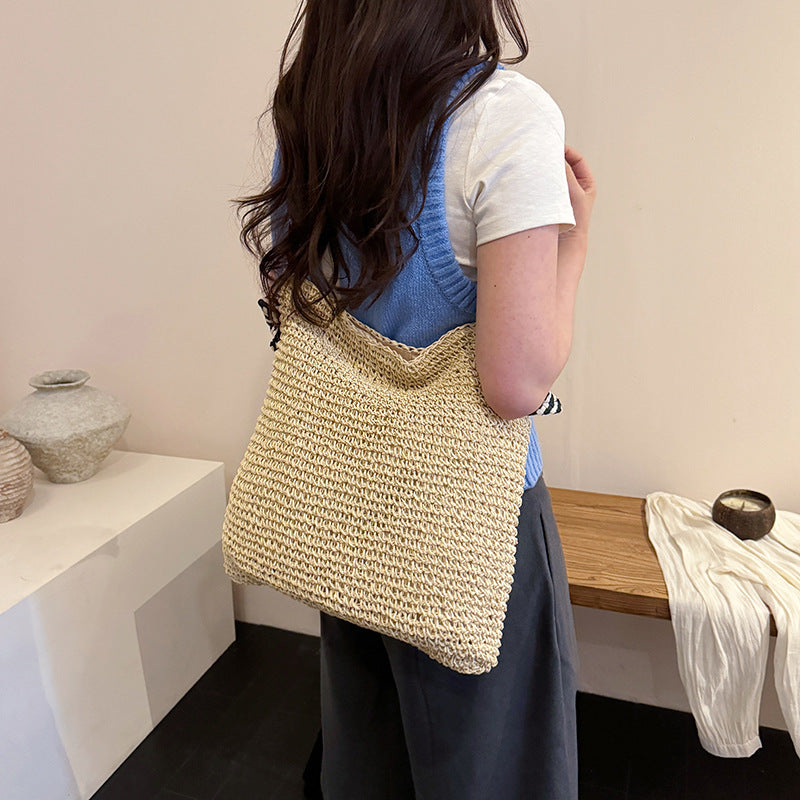 Woven Straw Beach Tote — product view 3