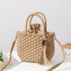 Handcrafted Macrame Tote Bag with Decorative Drawstring LoungeYard — product view 7