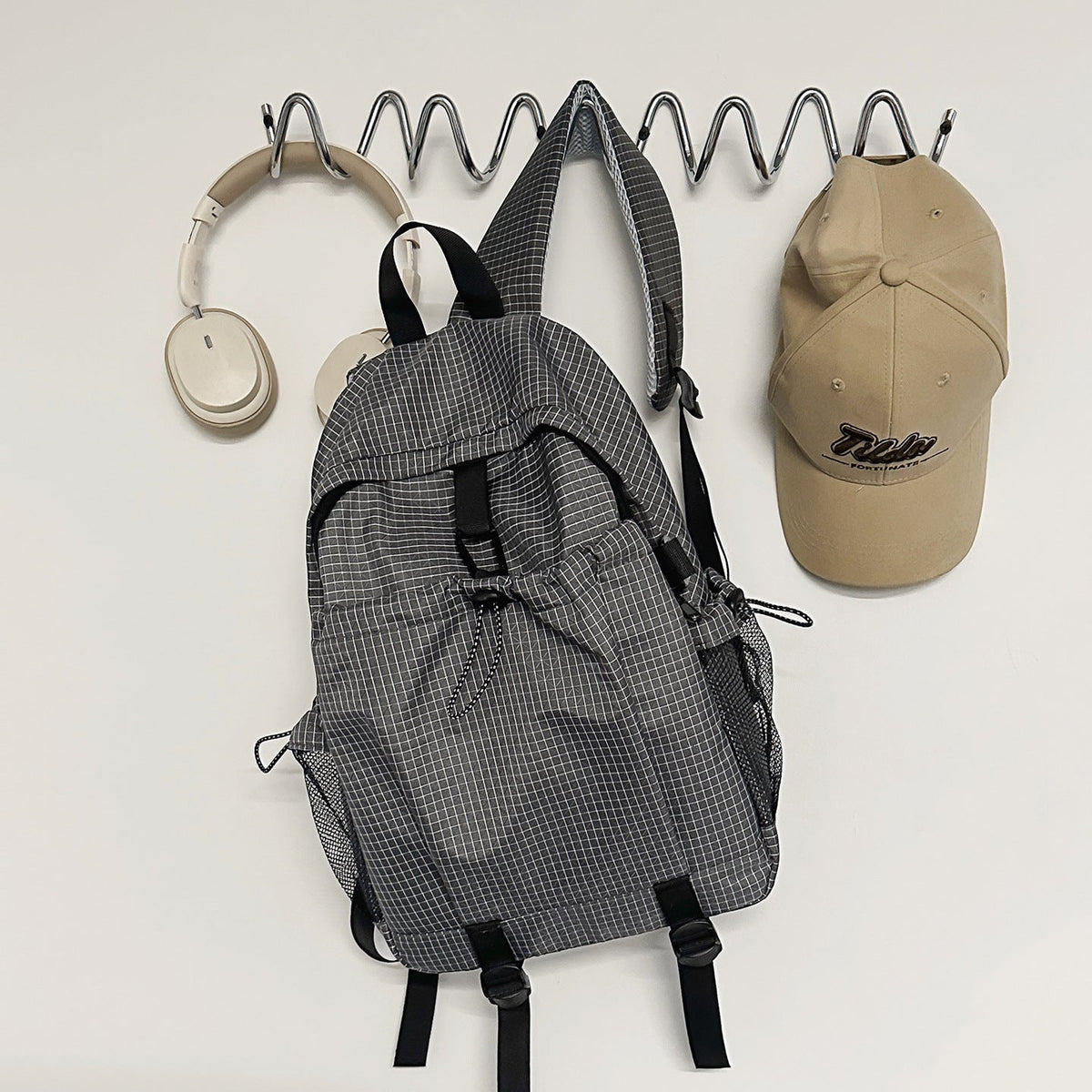 Lightweight Checkerboard Pattern Backpack LoungeYard — product view 6