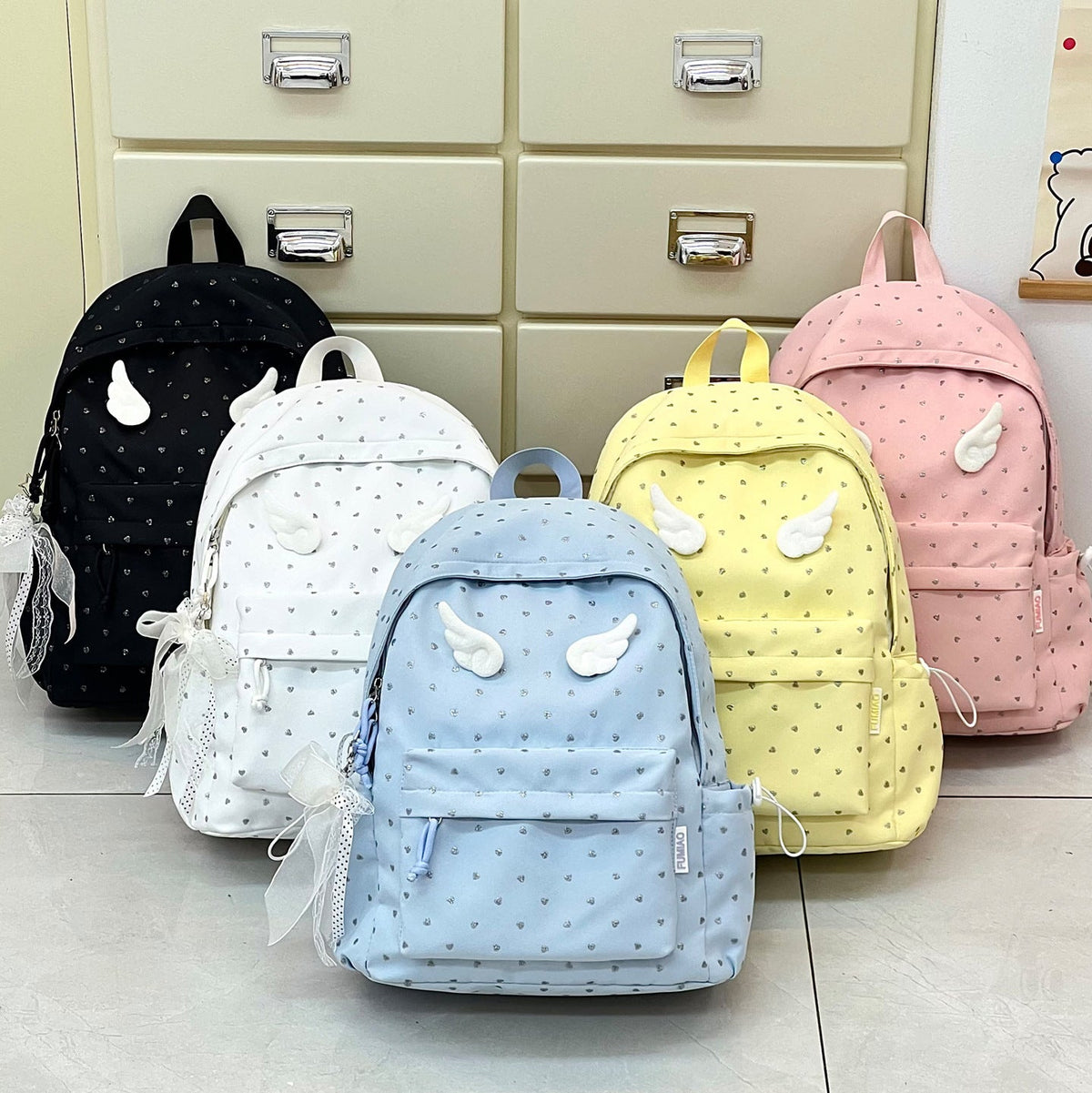Fun Heart-Patterned Casual Backpack LoungeYard — product view 4