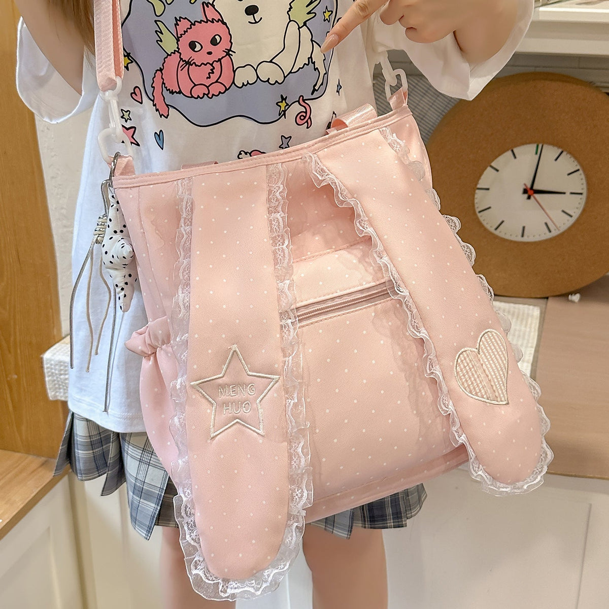 Cute Decorative Bunny-Ear Tote Bag LoungeYard — product view 3