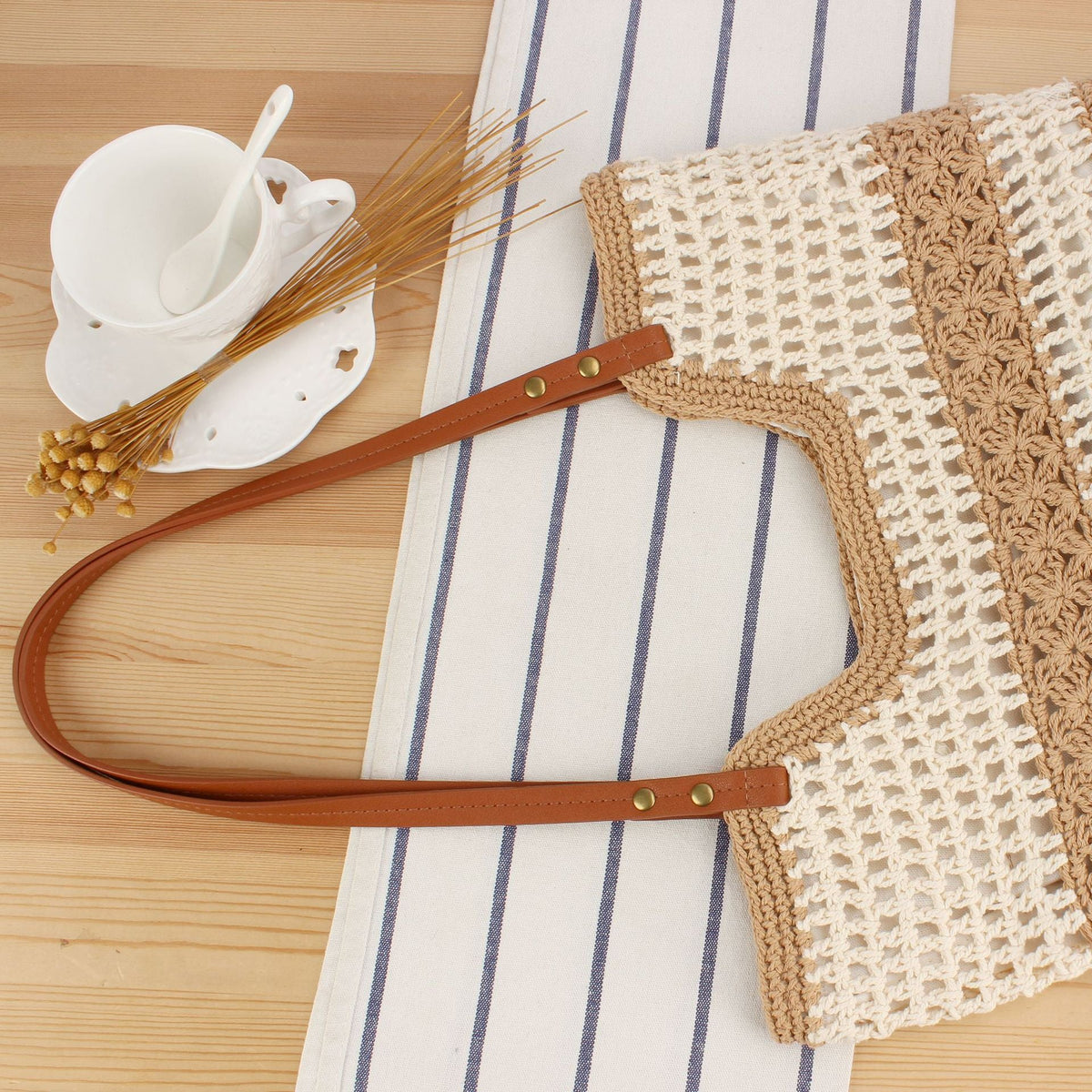 Macramé Handbag with Sturdy Handle LoungeYard — product view 2