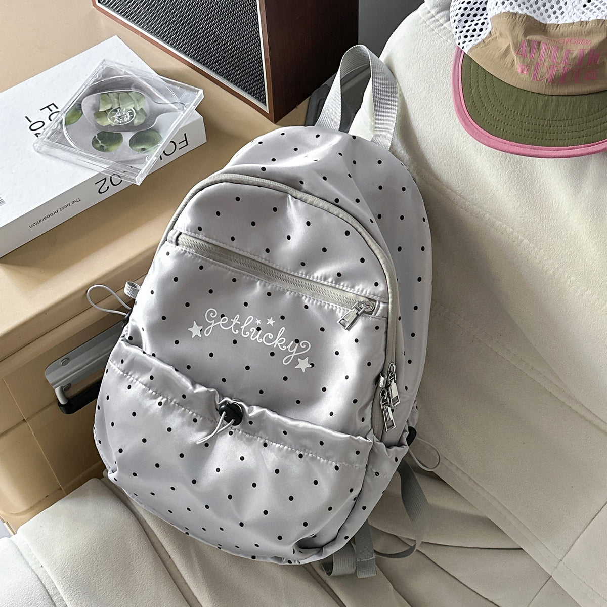 Lightweight Polka Dot Patterned Backpack LoungeYard — product view 6