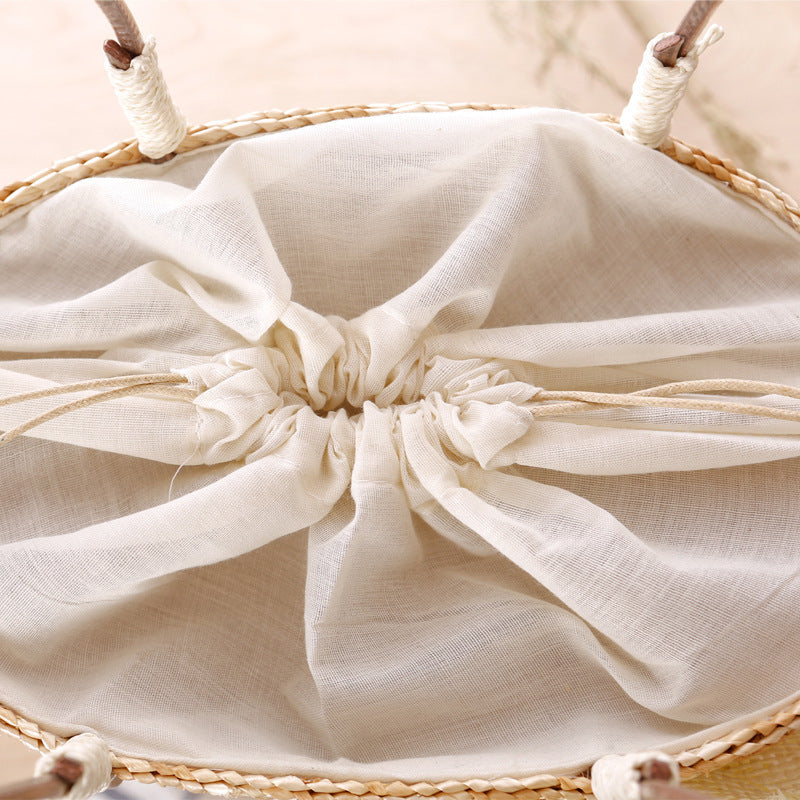 Elegant bast bag with flower appliqué LoungeYard — product view 4