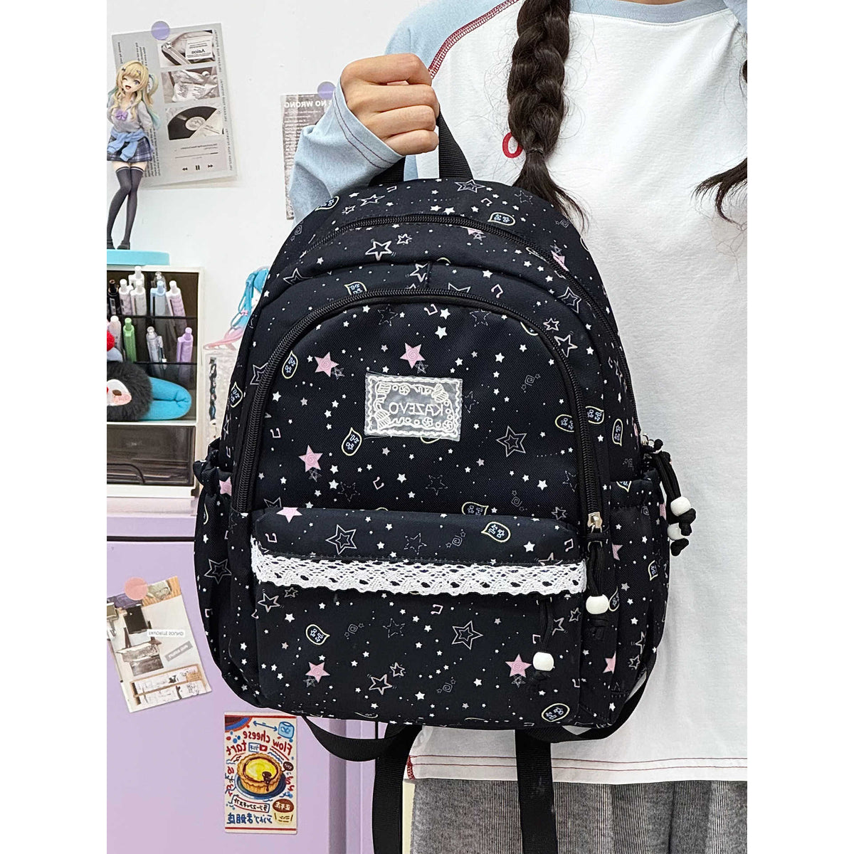 Cartoon-Themed Multi-Pocket Backpack LoungeYard — product view 4