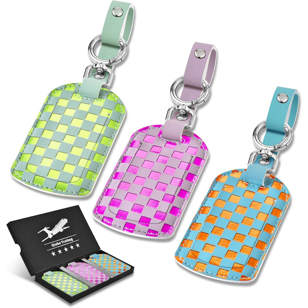 holographic woven luggage and passport ID tag with detachable keyring strap LoungeYard — product view 1