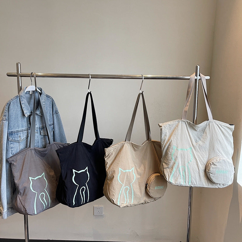 Tote bag with stylish cat design and generous storage space LoungeYard — product view 2
