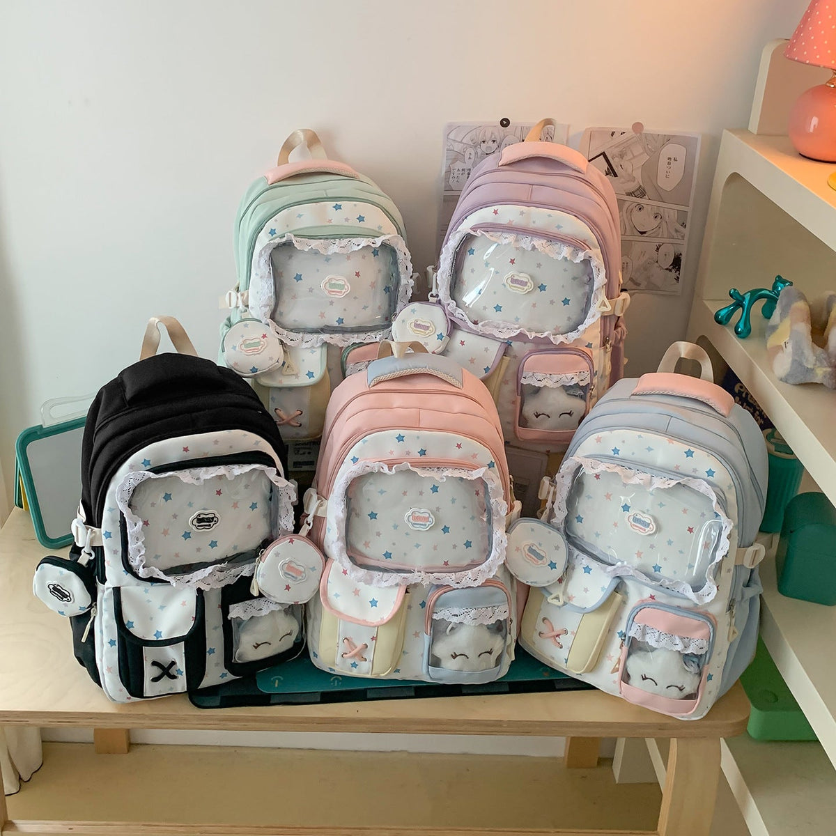 Whimsical Star-Embellished Cute Backpack LoungeYard — product view 4
